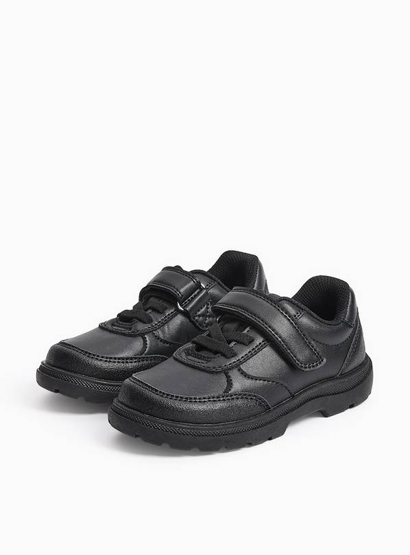 Black Dual Fit PU Elastic Lace Trainers 9 Infant