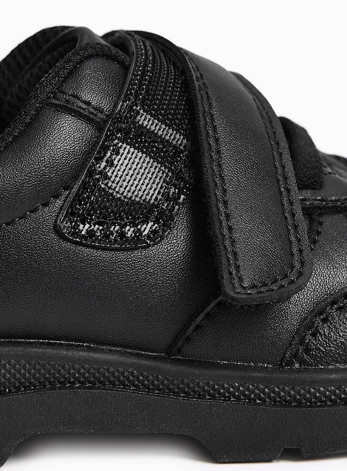 Black Dual Fit PU Elastic Lace Trainers 9 Infant - Image 4