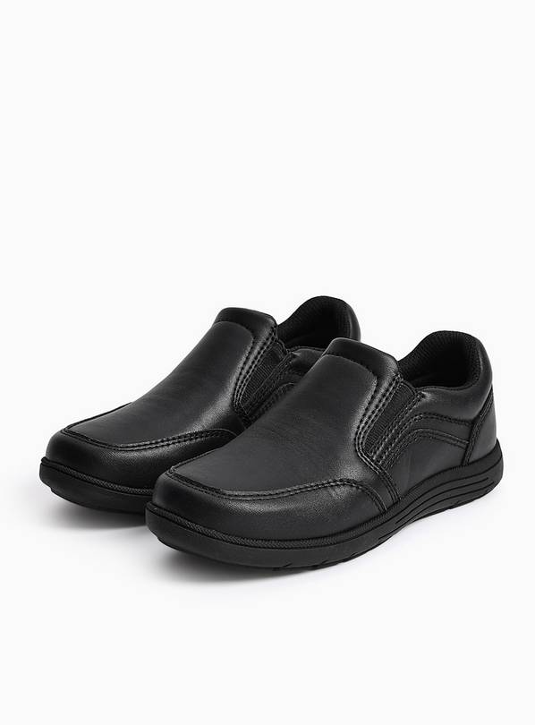 Black PU Slim Sole School Loafers 4