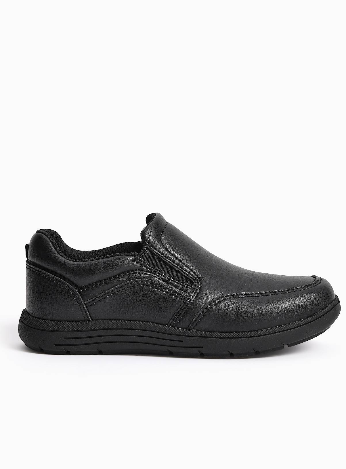 Black PU Slim Sole School Loafers 13 Infant - Image 3