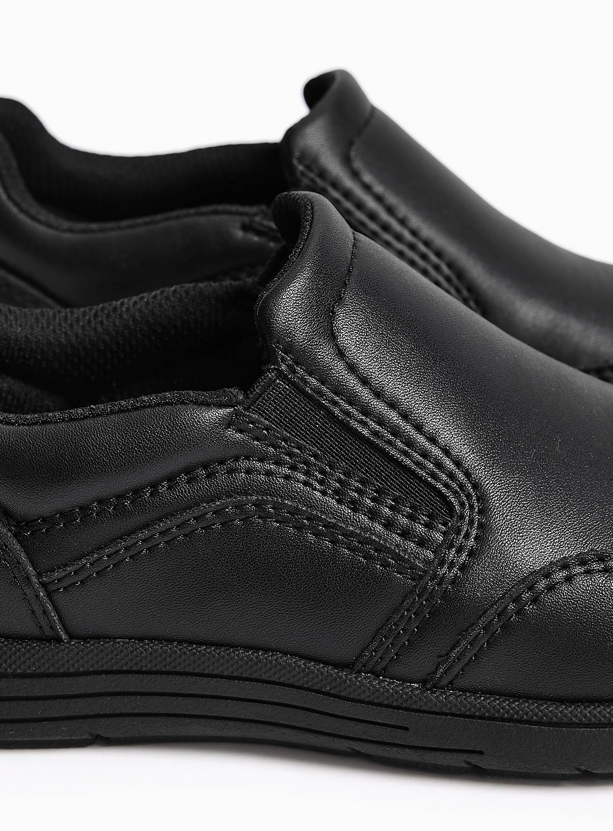 Black PU Slim Sole School Loafers 13 Infant - Image 4
