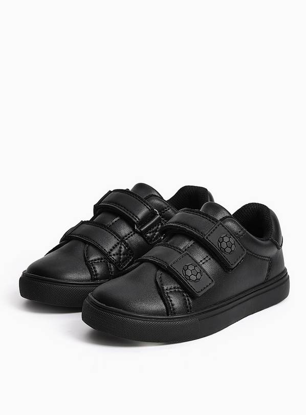 Black Football Detail Faux Leather Cupsole School Trainers 9 Infant