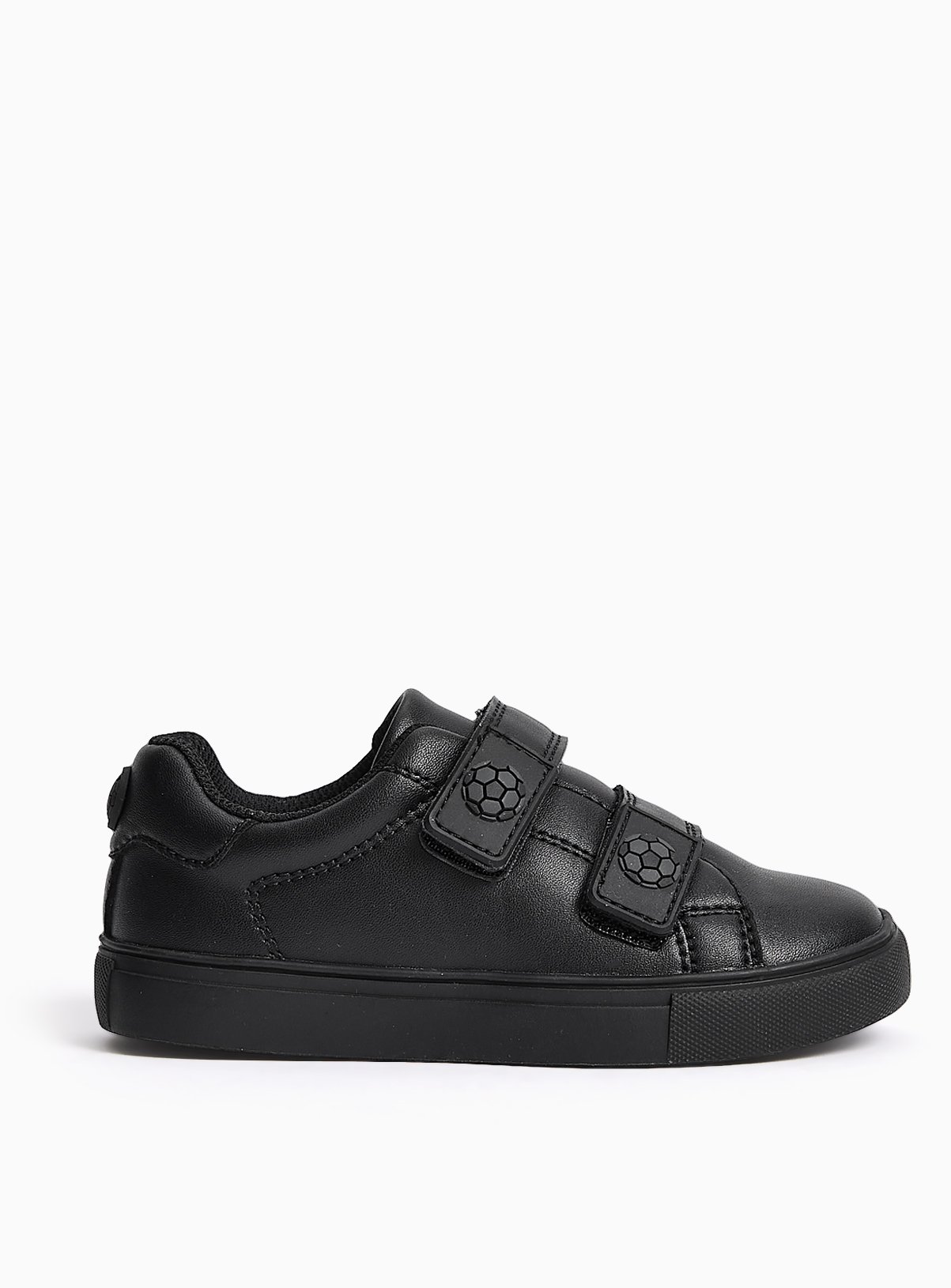 Black Football Detail Faux Leather Cupsole School Trainers 9 Infant - Image 3 thumbnail