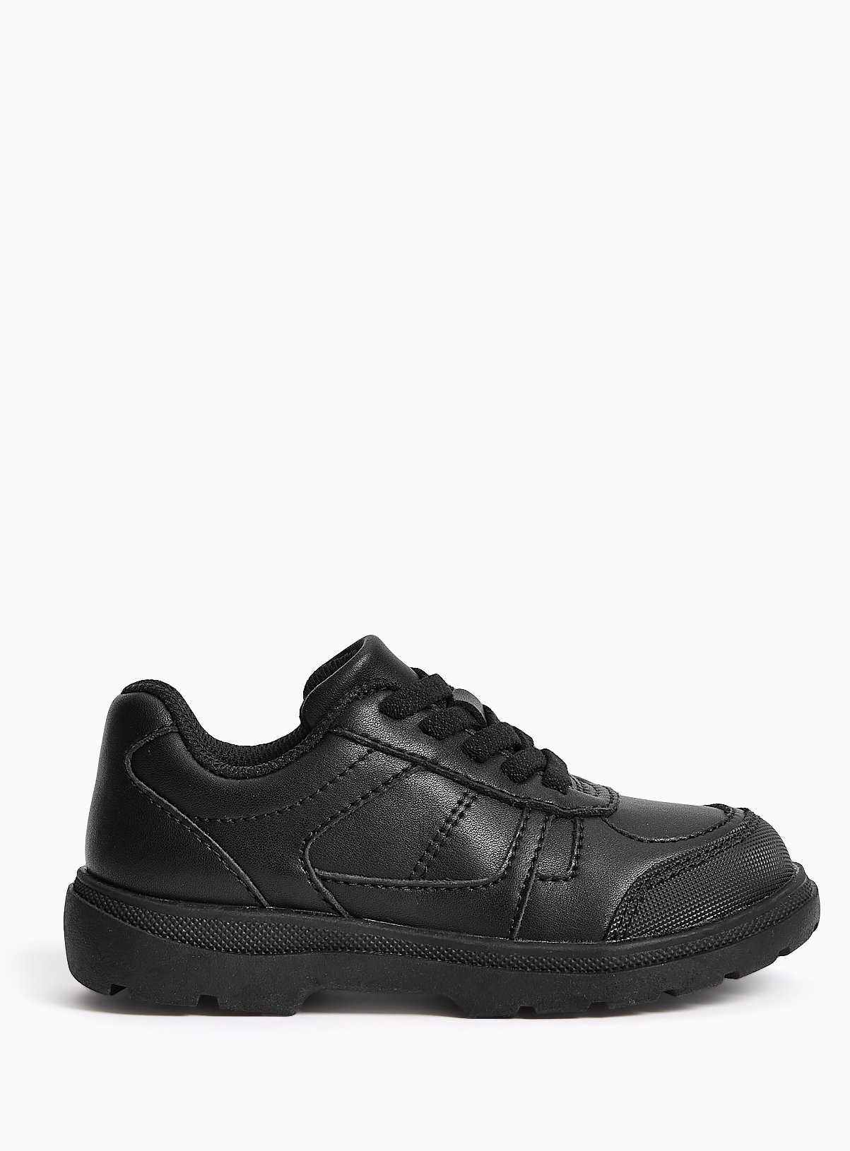 Black Leather Elastic Lace School Shoes 12 Infant - Image 3 thumbnail