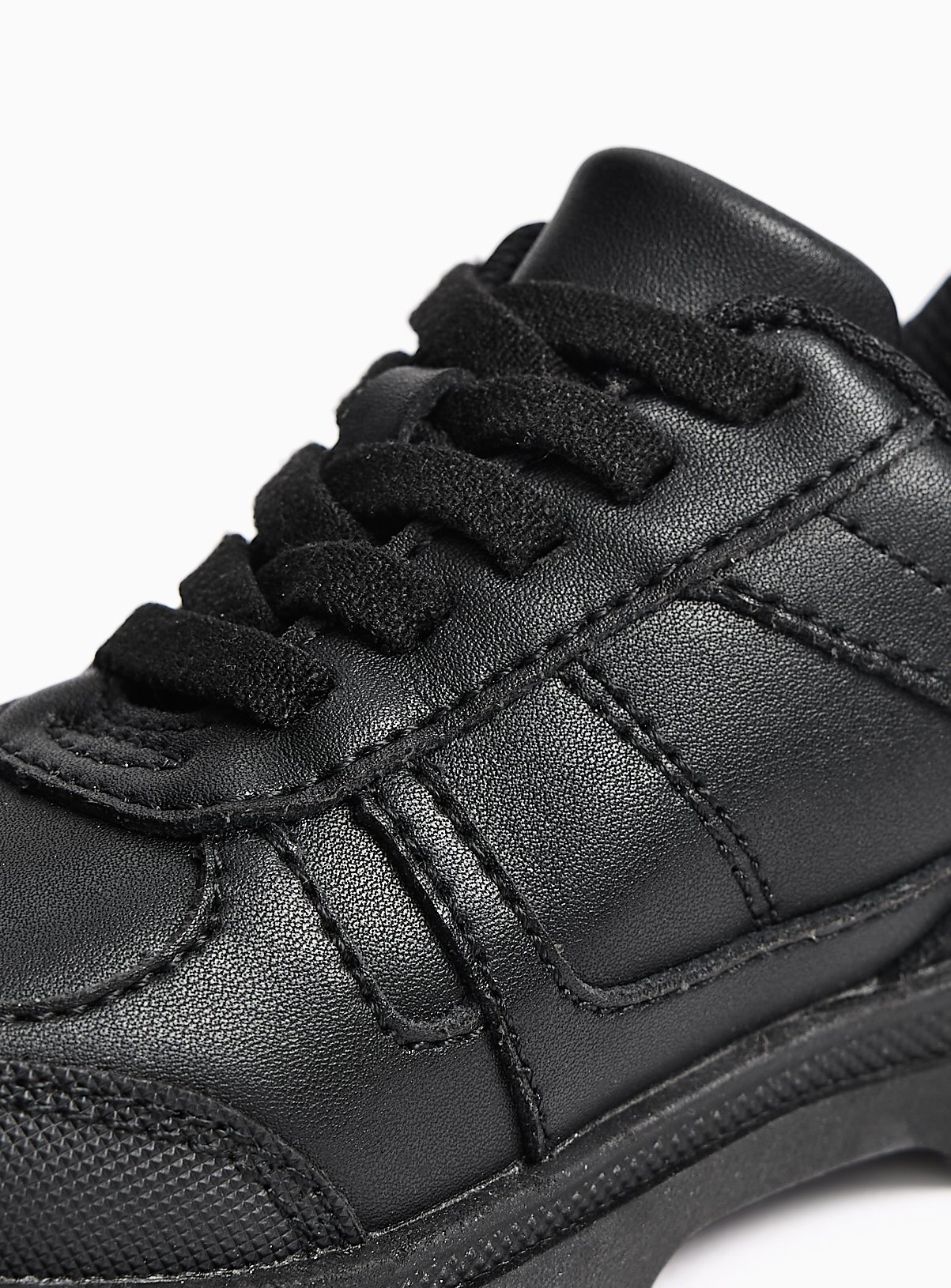 Black Leather Elastic Lace School Shoes 12 Infant - Image 4 thumbnail
