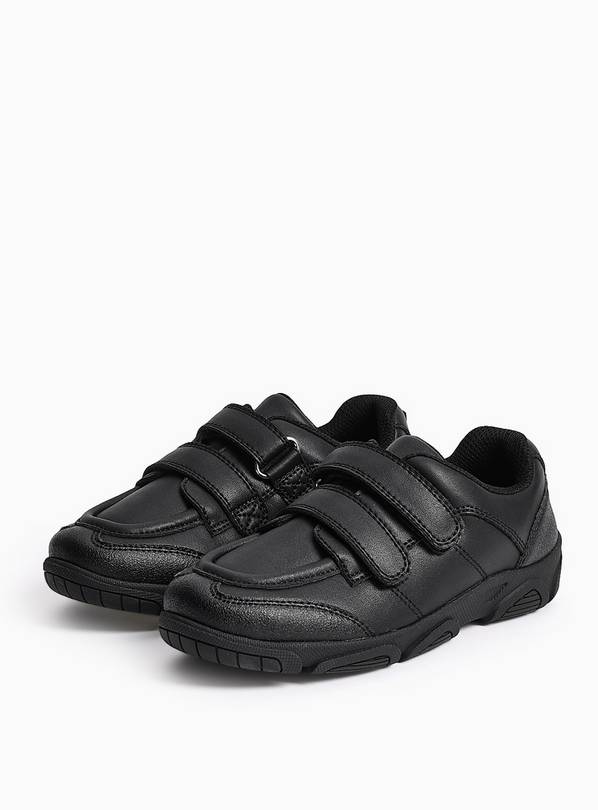 Black Coated Leather Twin Strap School Shoes 4