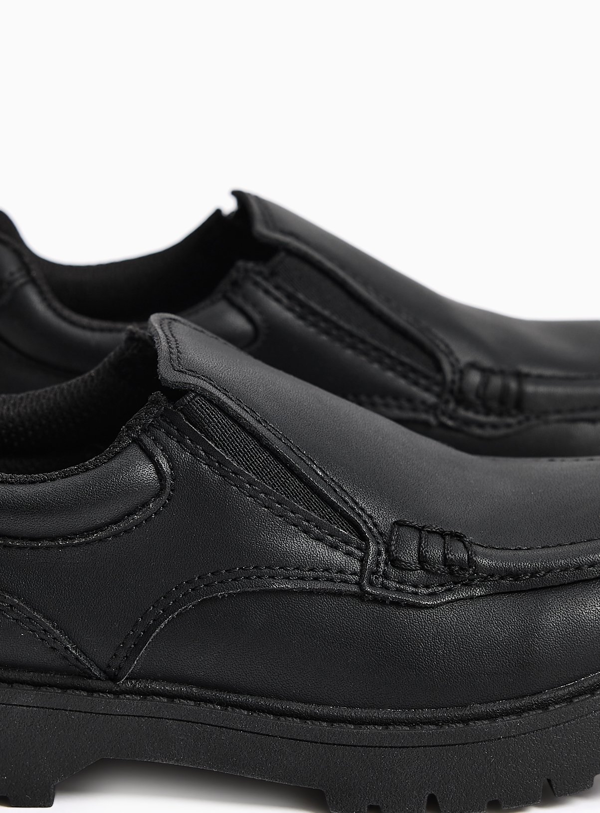 Black Coated Leather Chunky School Loafers 11 Infant - Image 4 thumbnail