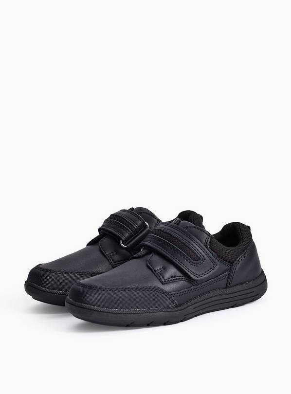 Black Coated Leather Single Strap School Shoes 13 Infant