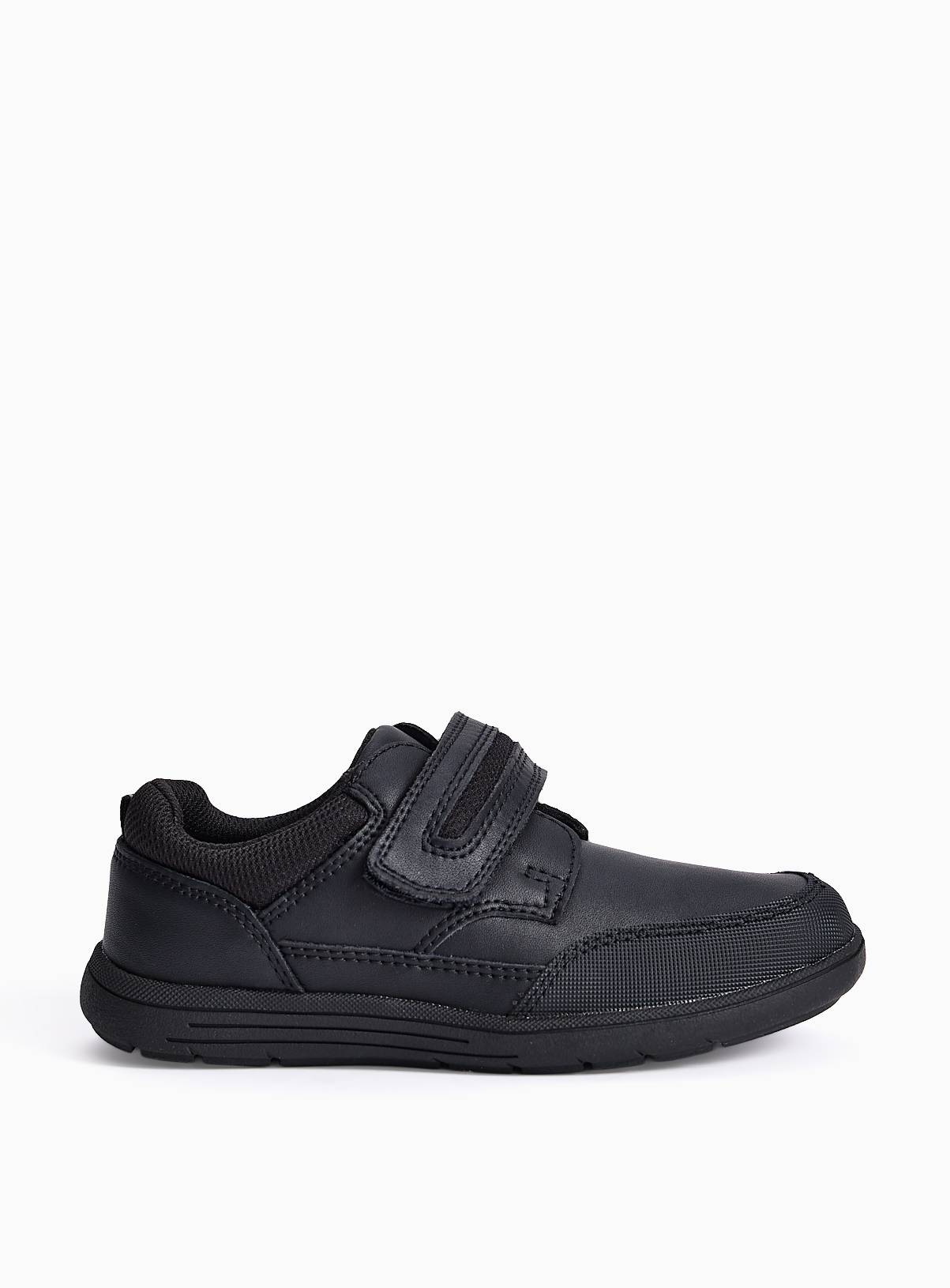 Black Coated Leather Single Strap School Shoes 13 Infant - Image 3