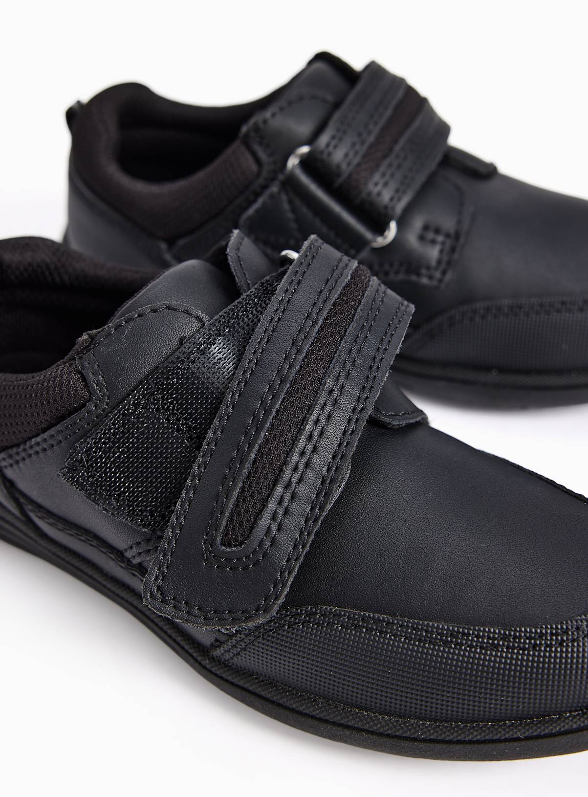 Black Coated Leather Single Strap School Shoes 13 Infant - Image 4