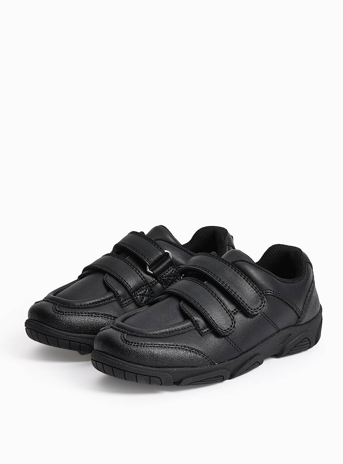 Black Dual Fit Coated Leather Trainers 12 Infant - Image 1