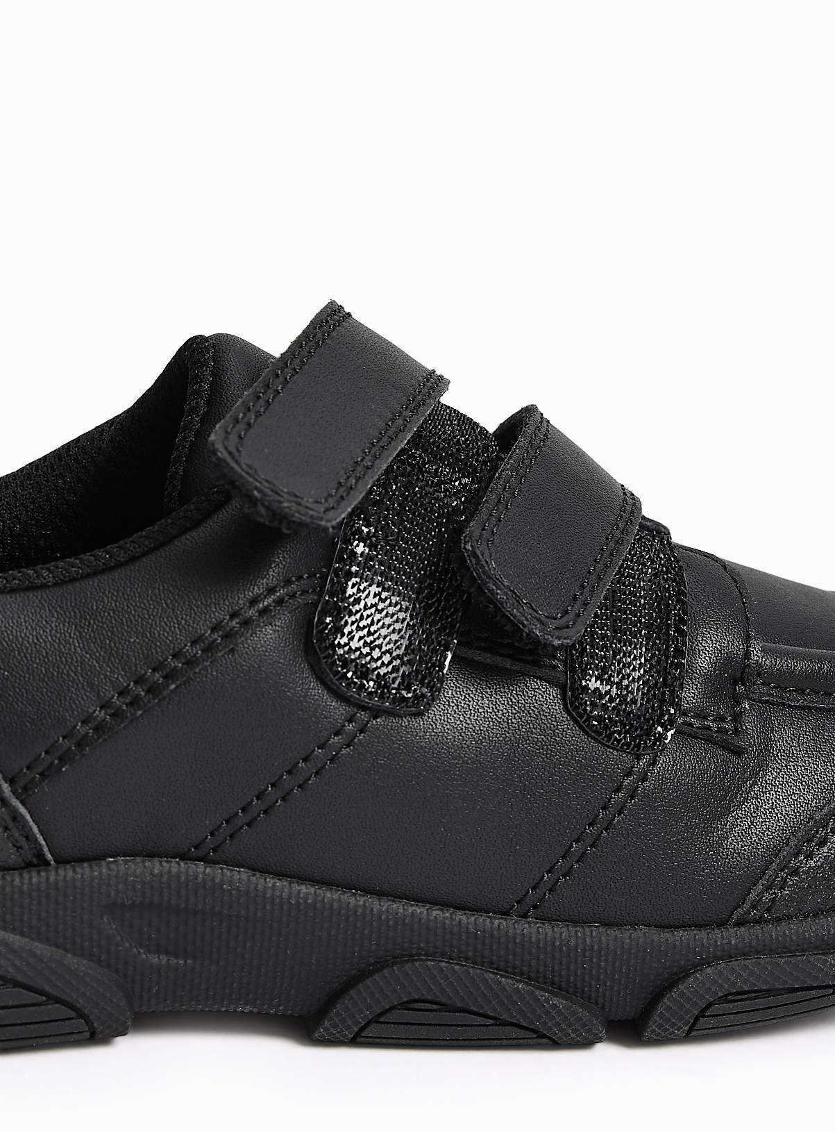 Black Dual Fit Coated Leather Trainers 12 Infant - Image 4