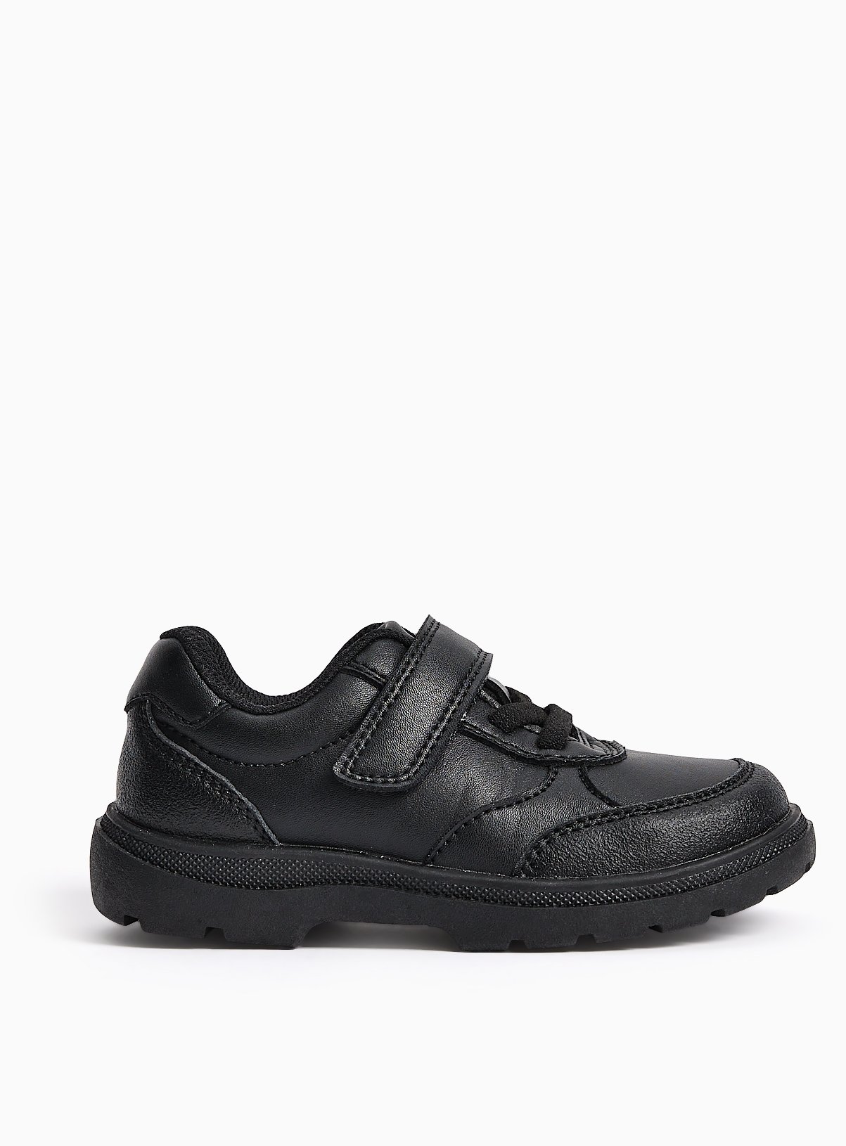 Black Faux Leather Elastic Lace School Shoes 12 Infant - Image 3 thumbnail