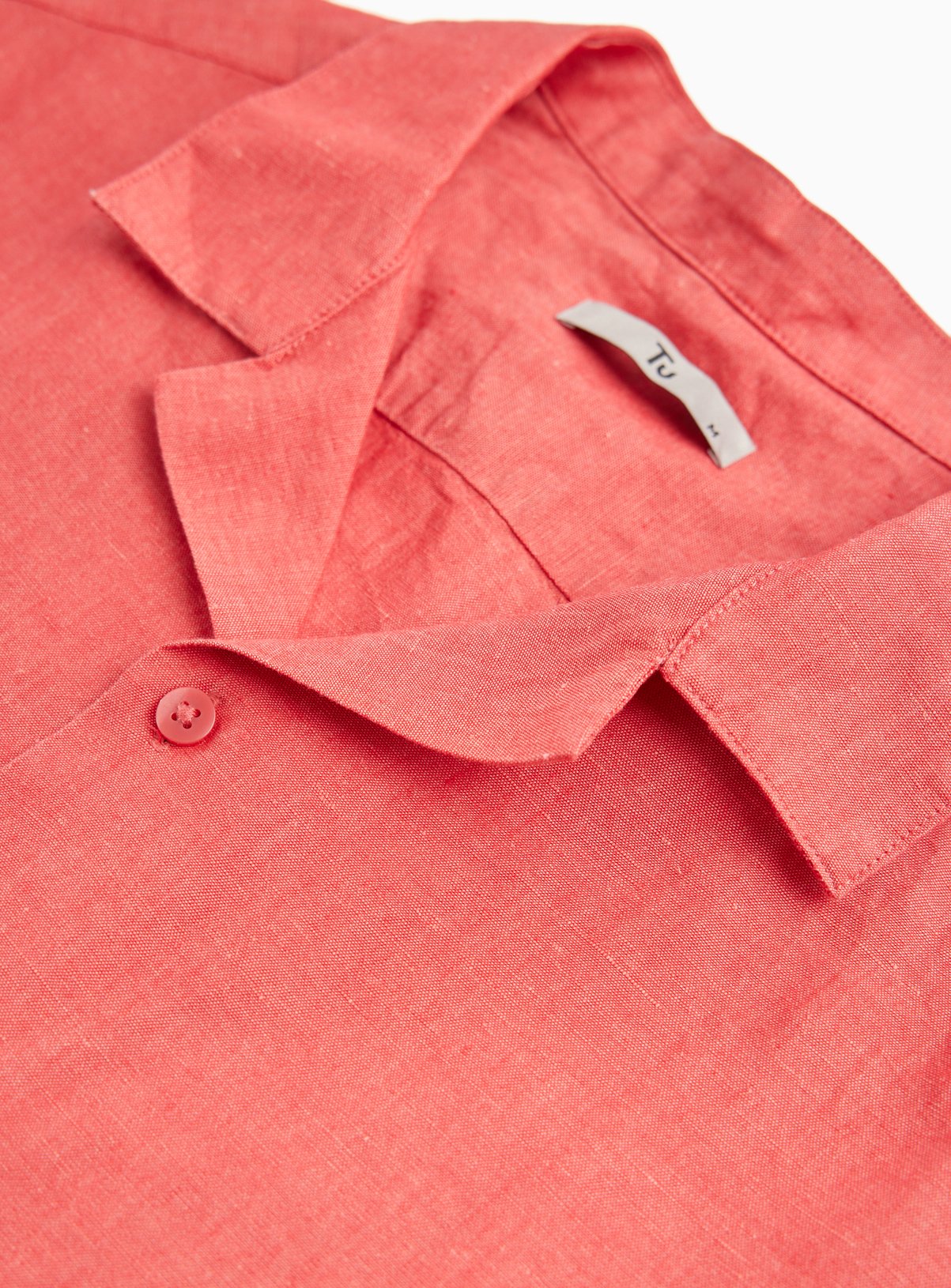 Red Linen Blend Revere Shirt M - Image 4 thumbnail