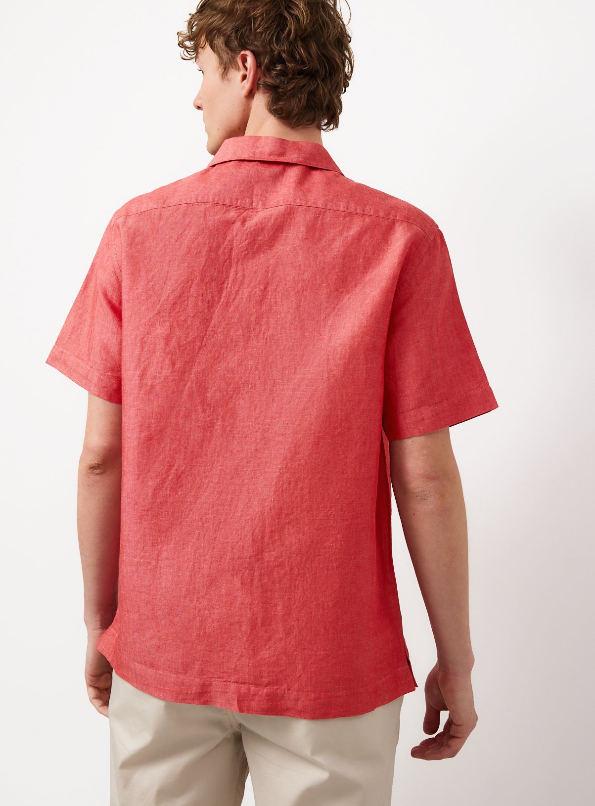 Red Linen Blend Revere Shirt M - Image 5 thumbnail