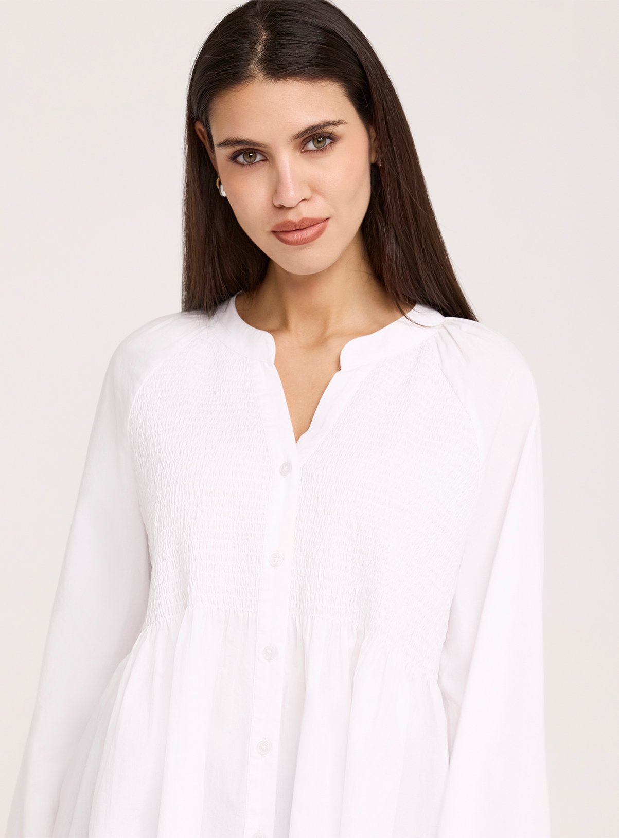 FINERY Martha Loose Fit Button Up Peplum Blouse White 20 - Image 1 thumbnail
