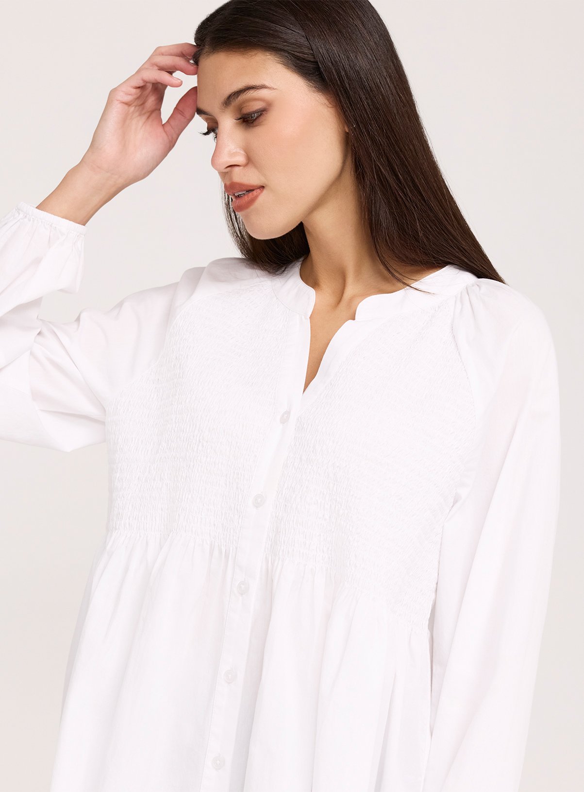 FINERY Martha Loose Fit Button Up Peplum Blouse White 20 - Image 3 thumbnail