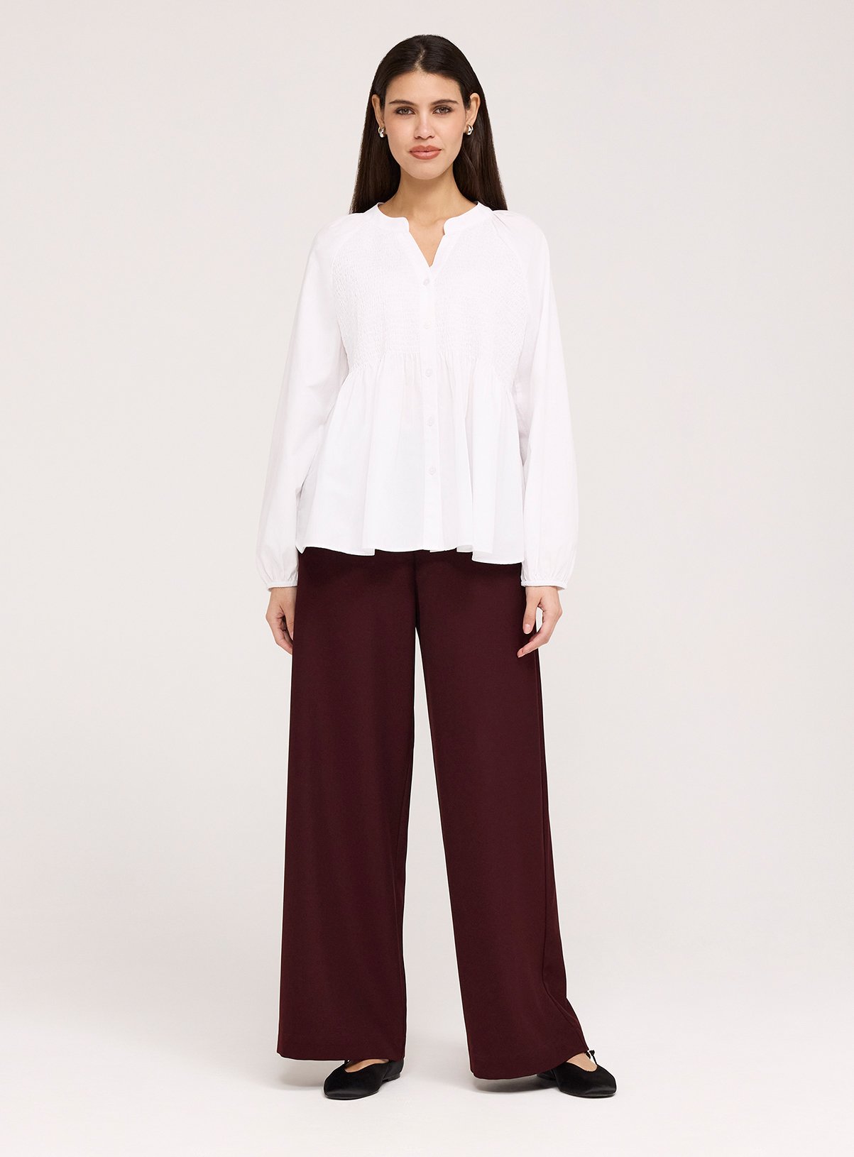 FINERY Martha Loose Fit Button Up Peplum Blouse White 20 - Image 4 thumbnail