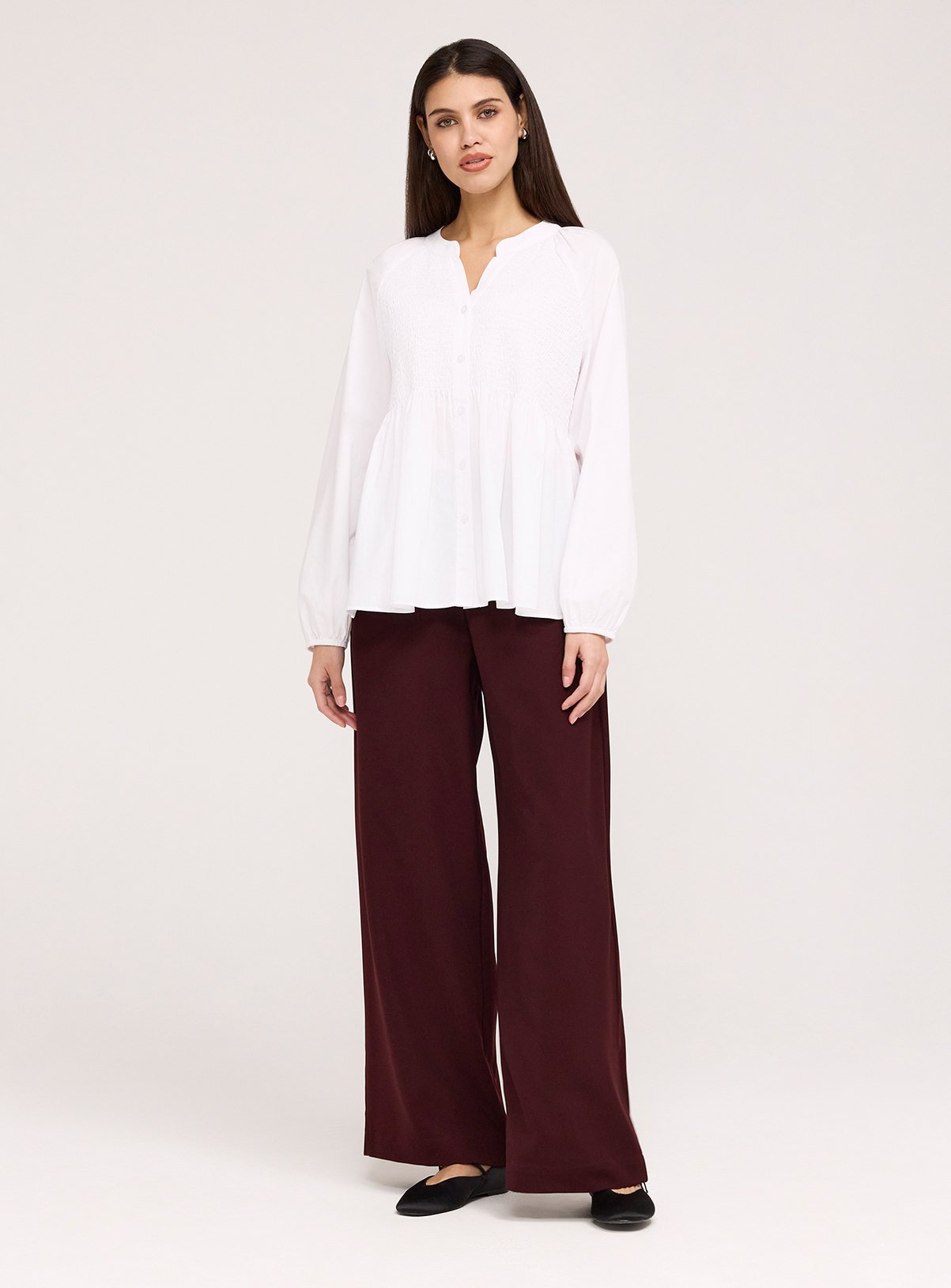 FINERY Martha Loose Fit Button Up Peplum Blouse White 20 - Image 5 thumbnail