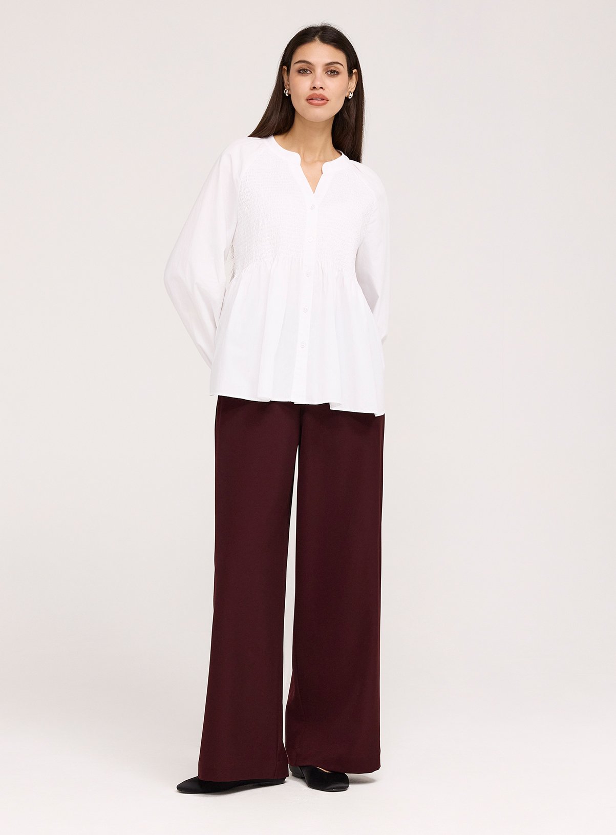 FINERY Martha Loose Fit Button Up Peplum Blouse White 20 - Image 6 thumbnail