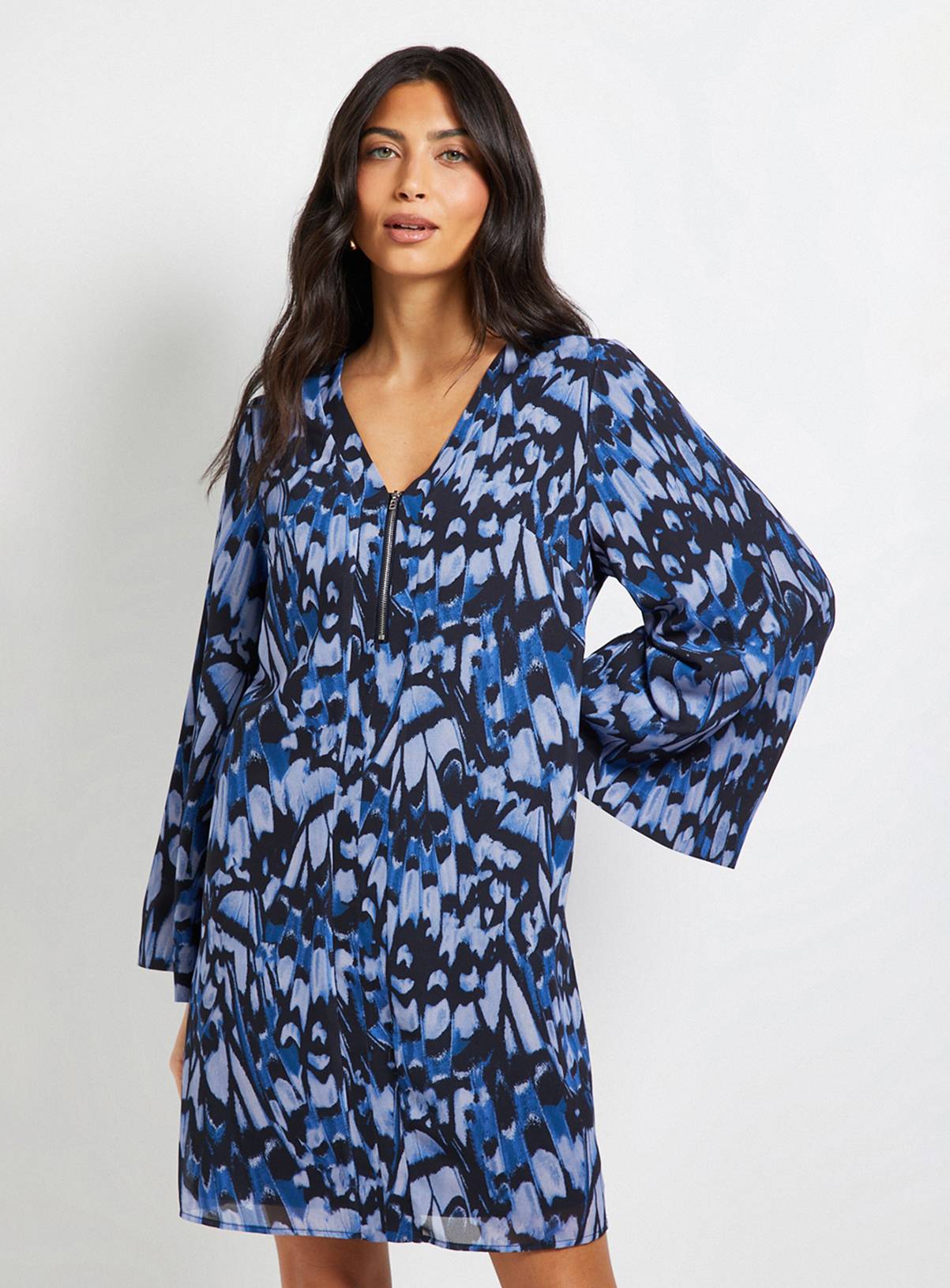 WALLIS Butterfly Zip Shift Dress 16 - Image 1