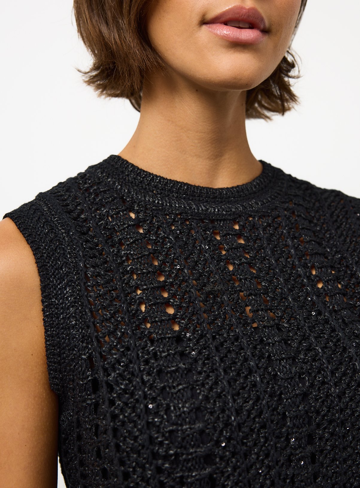 Black Sequin Detail Knitted Vest XS - Image 3 thumbnail