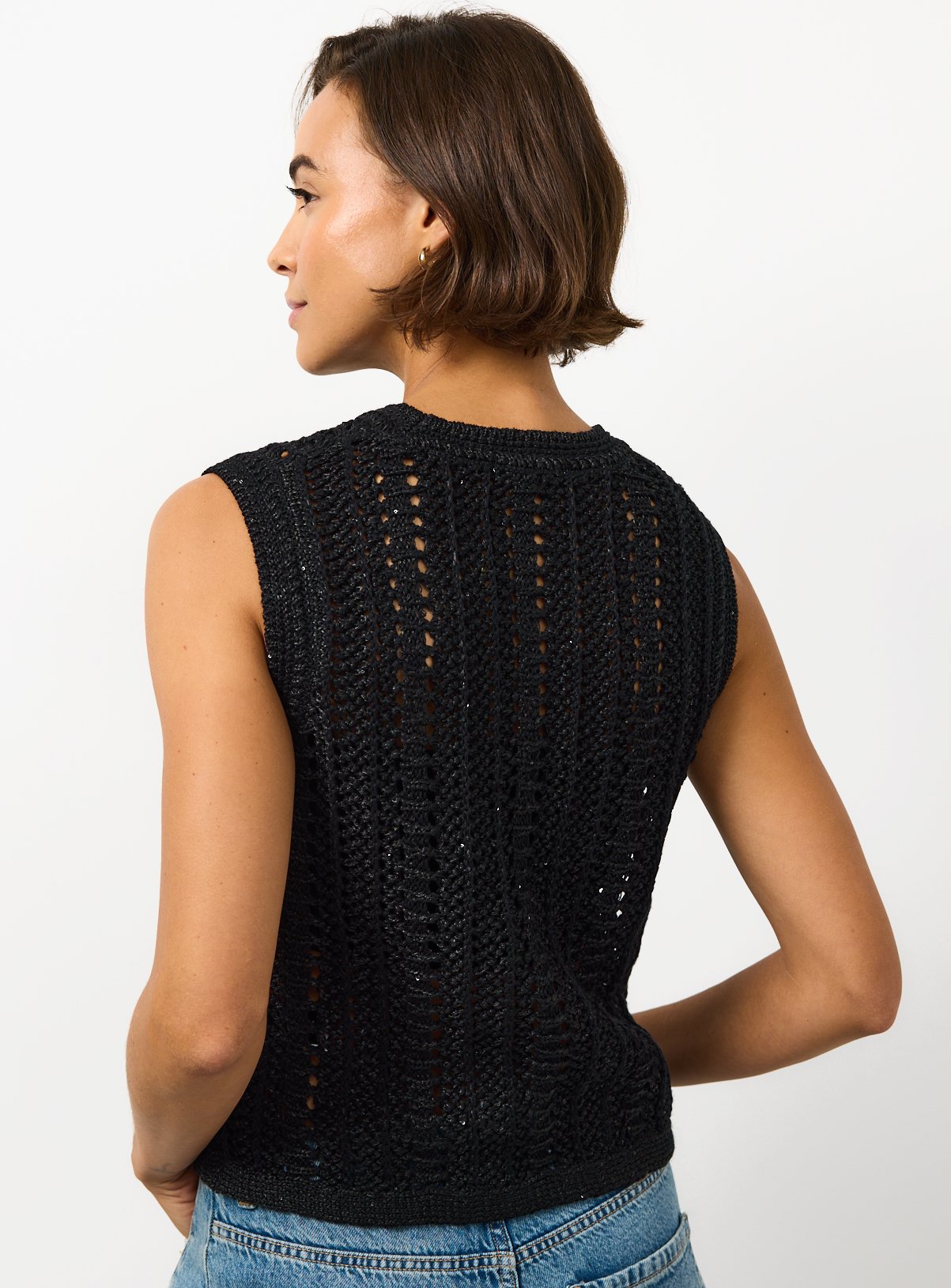 Buy Black Sequin Detail Knitted Vest L | Jumpers | Argos