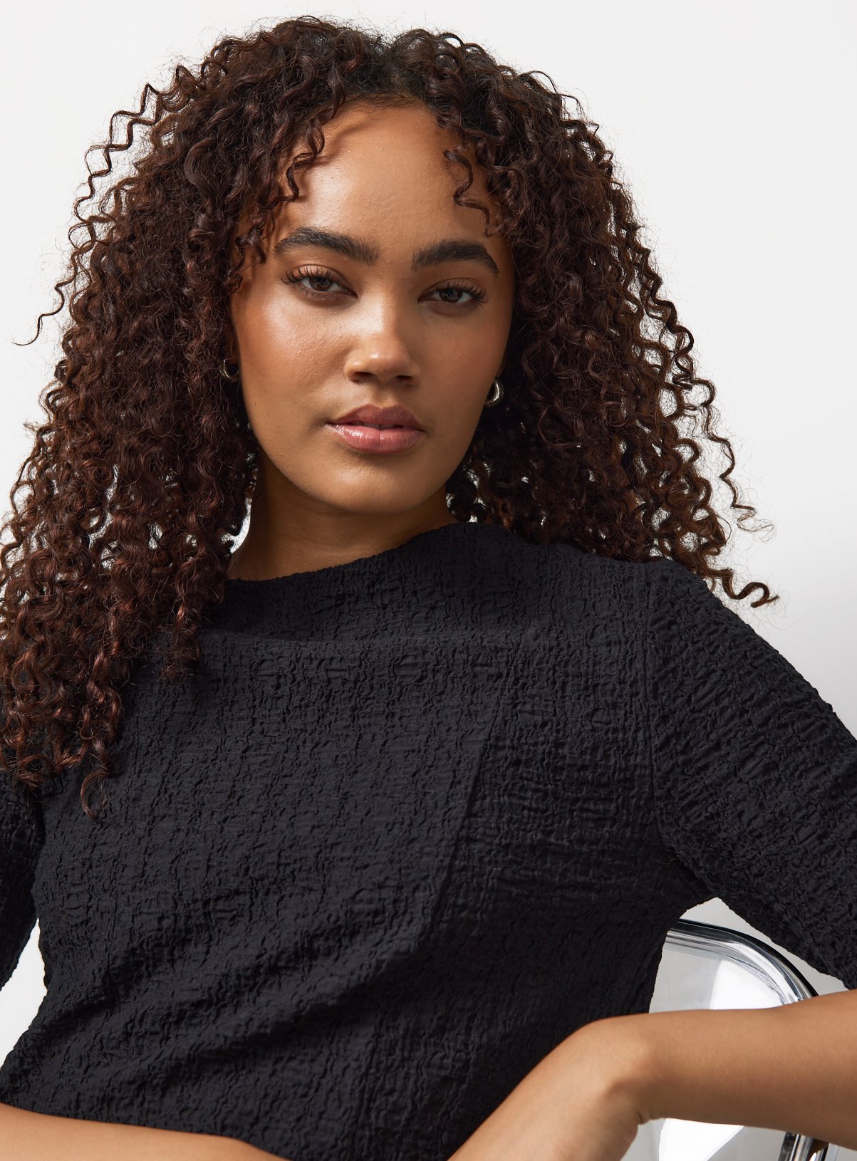 Black Textured Smock Dress 12 - Image 2 thumbnail
