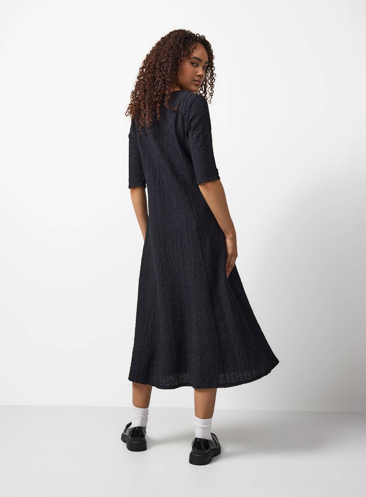 Black Textured Smock Dress 12 - Image 4