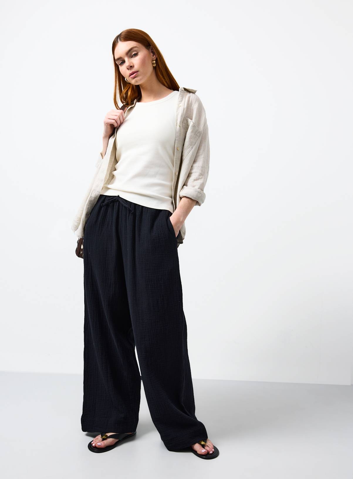 Black Double Cloth Wide Leg Trousers 16 - Image 2