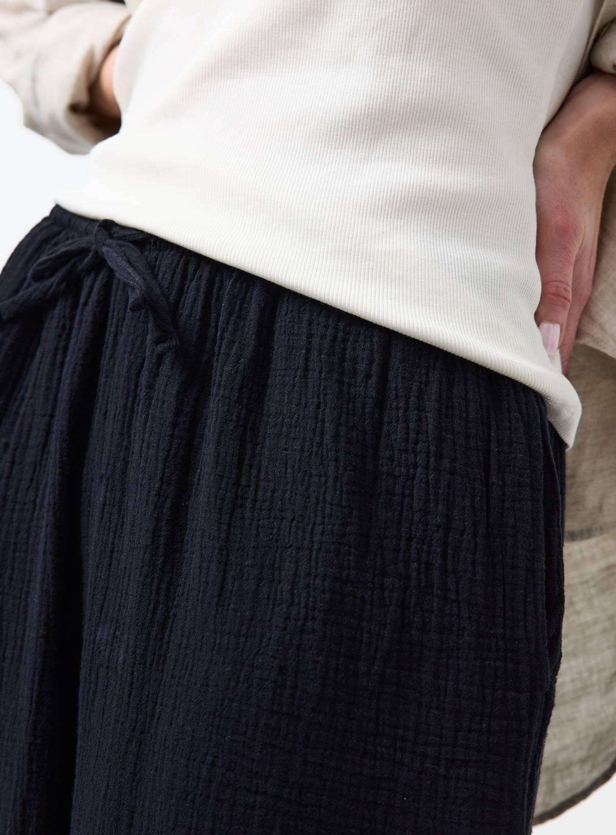 Black Double Cloth Wide Leg Trousers 16 - Image 3