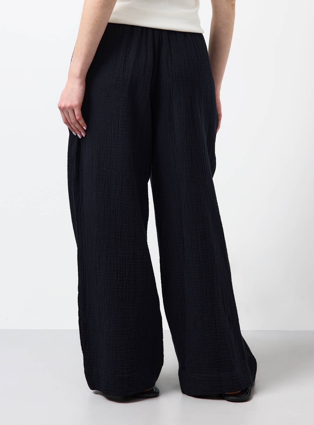 Black Double Cloth Wide Leg Trousers 16 - Image 4