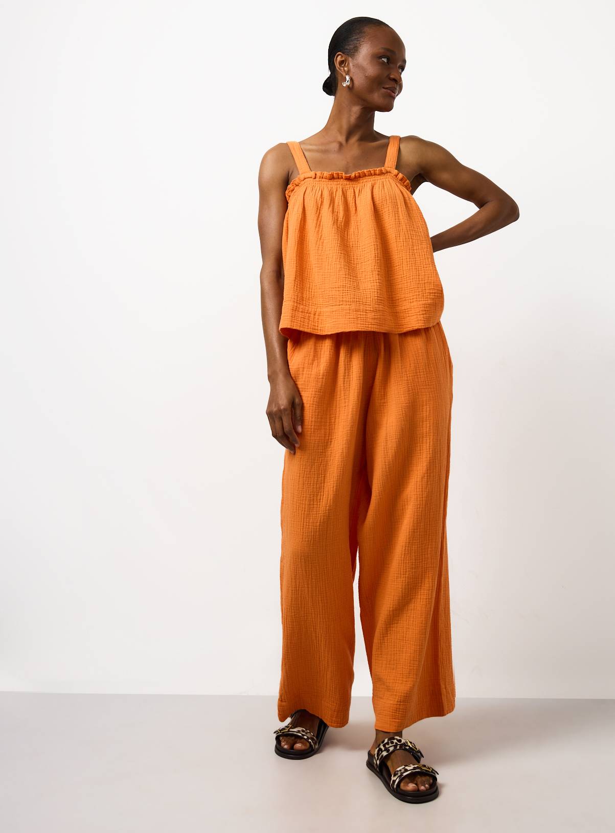 Orange Double Cloth Wide Leg Trousers 24 - Image 2