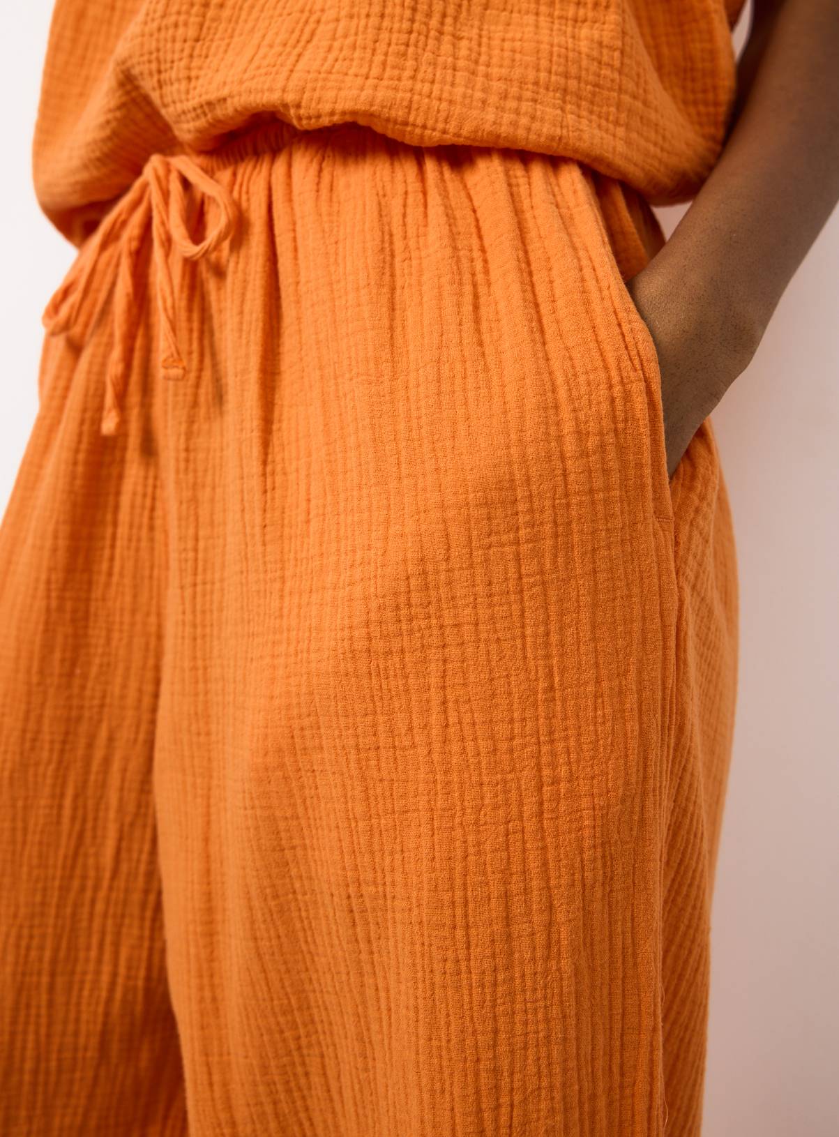 Orange Double Cloth Wide Leg Trousers 24 - Image 3