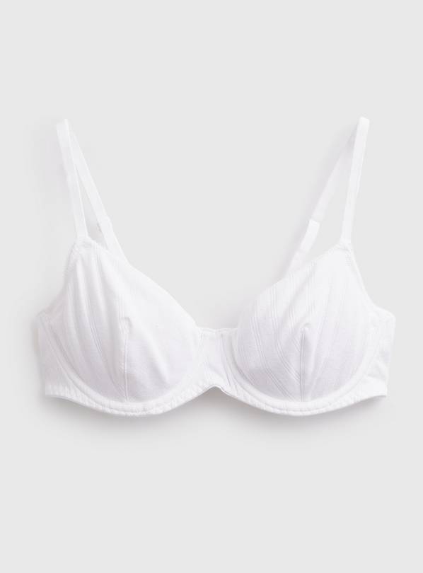 Cottonform™ White Wired Pointelle Balcony Bra 34E