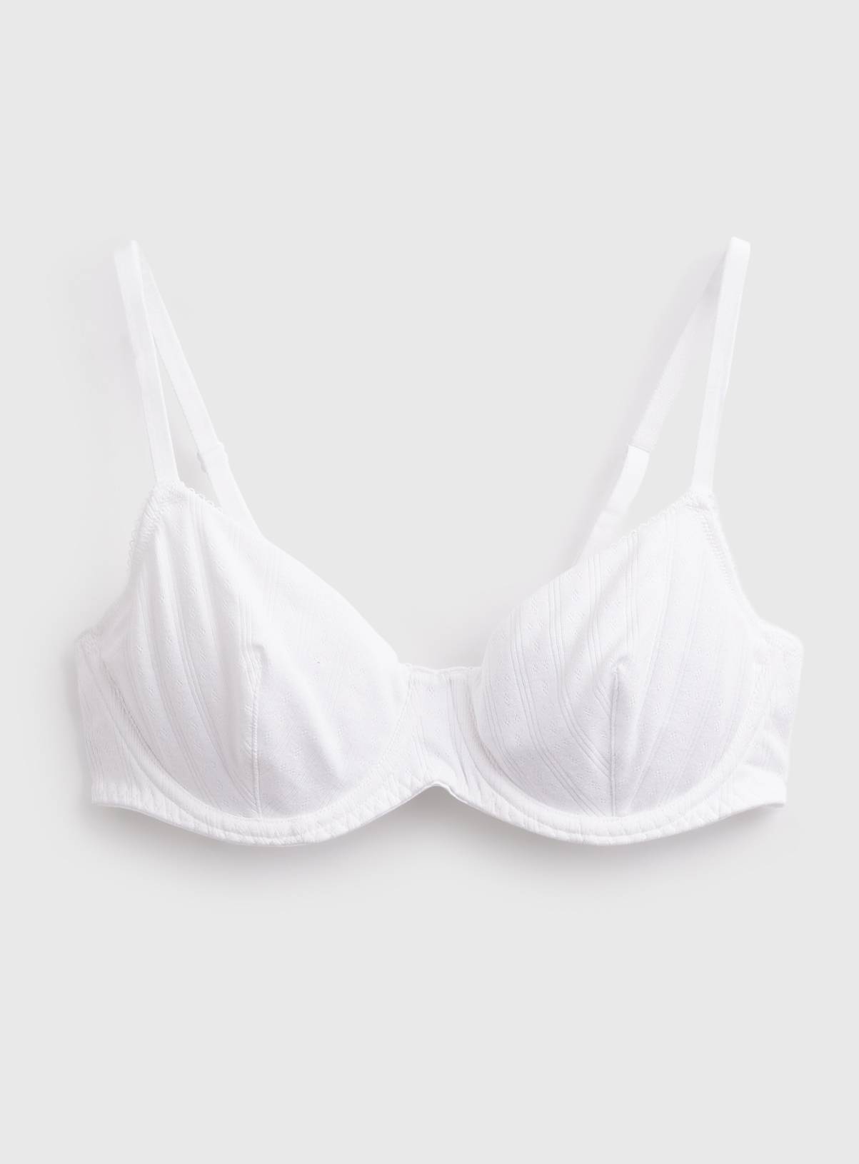 Cottonform™ White Wired Pointelle Balcony Bra 34B - Image 3