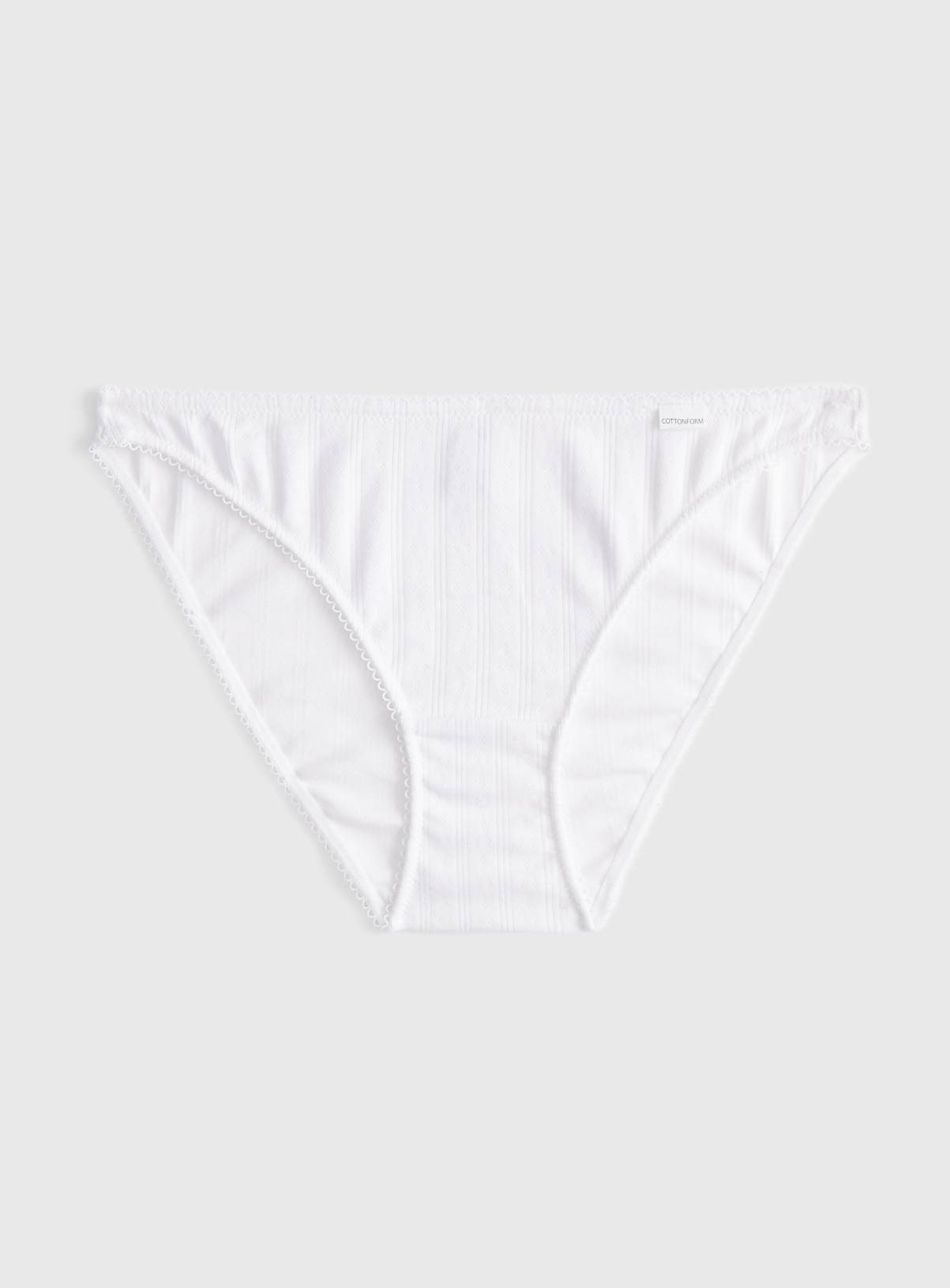 Cottonform™ White Pointelle Tanga Knickers 8 - Image 3