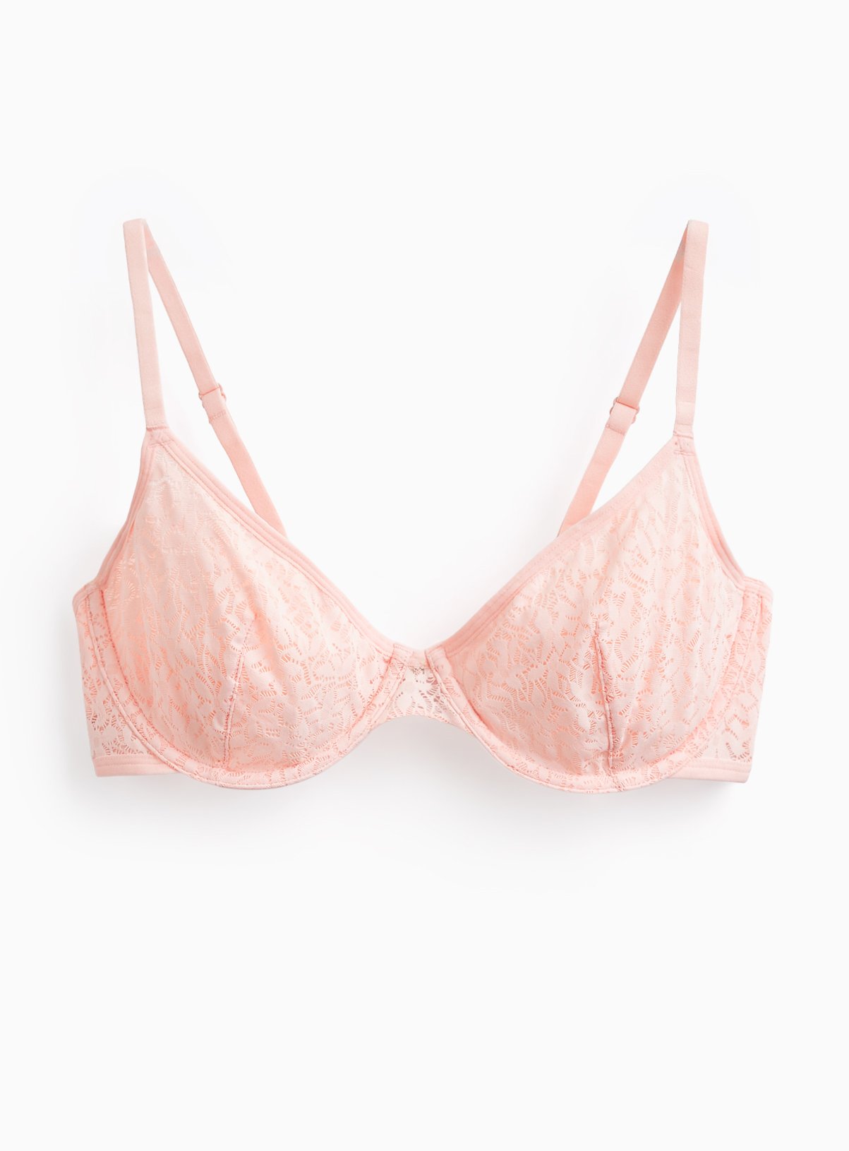 Peach Floral Lace Underwired Plunge Bra 36C - Image 3 thumbnail