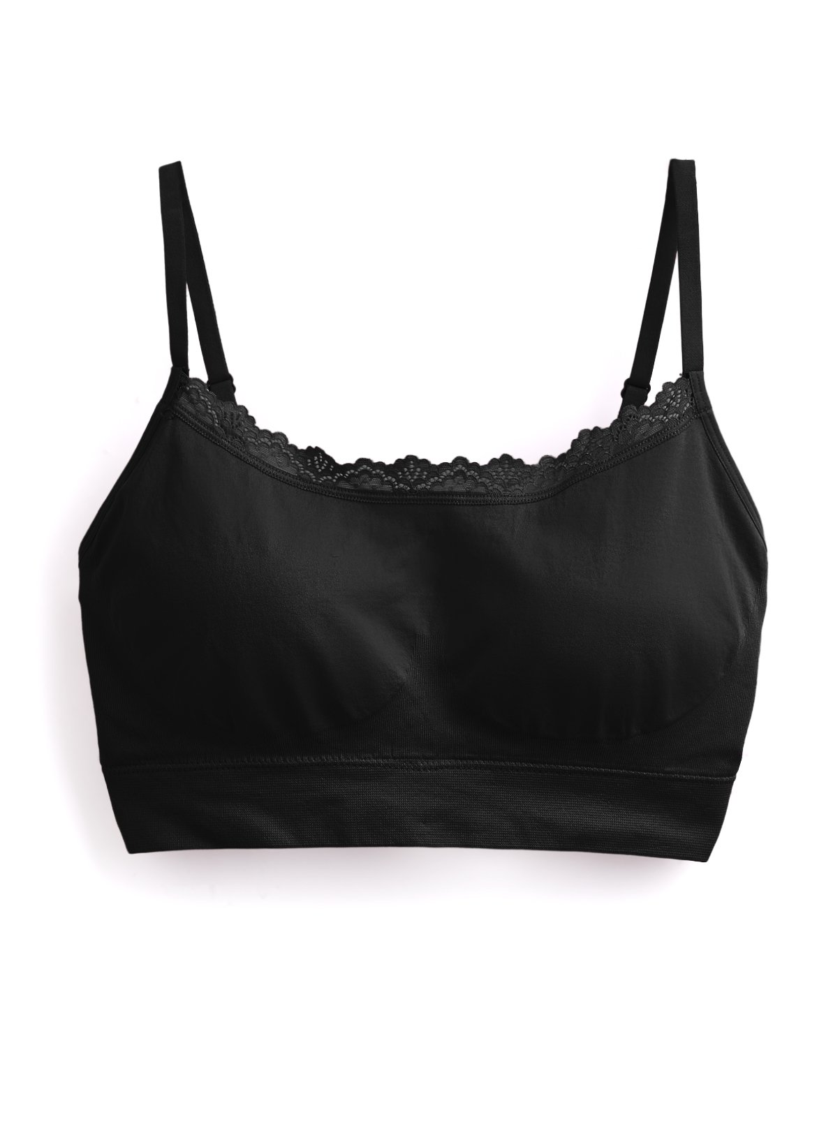 Black Lace Trim Seamless Crop Top M - Image 2 thumbnail