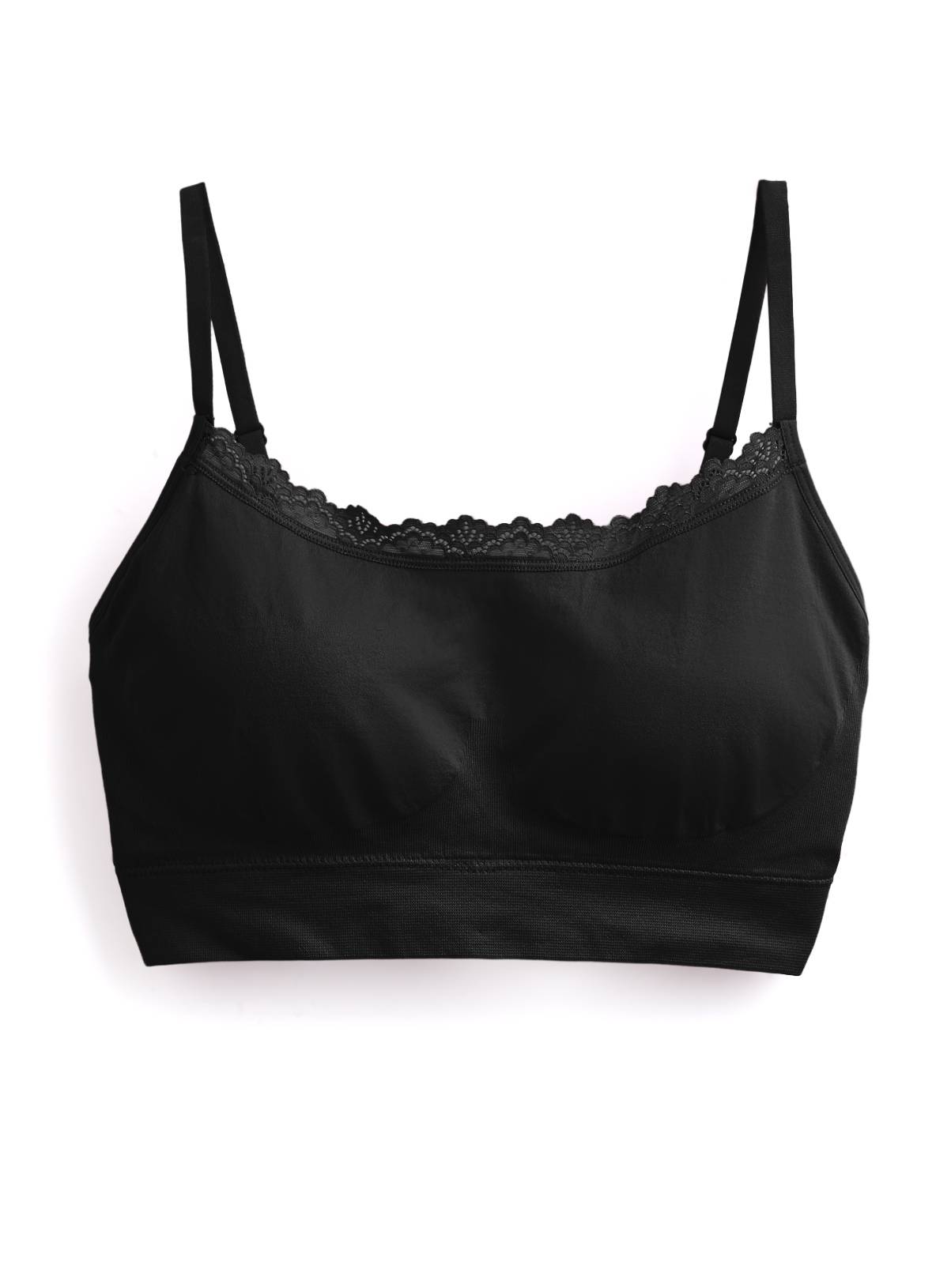 Black Lace Trim Seamless Crop Top M - Image 2