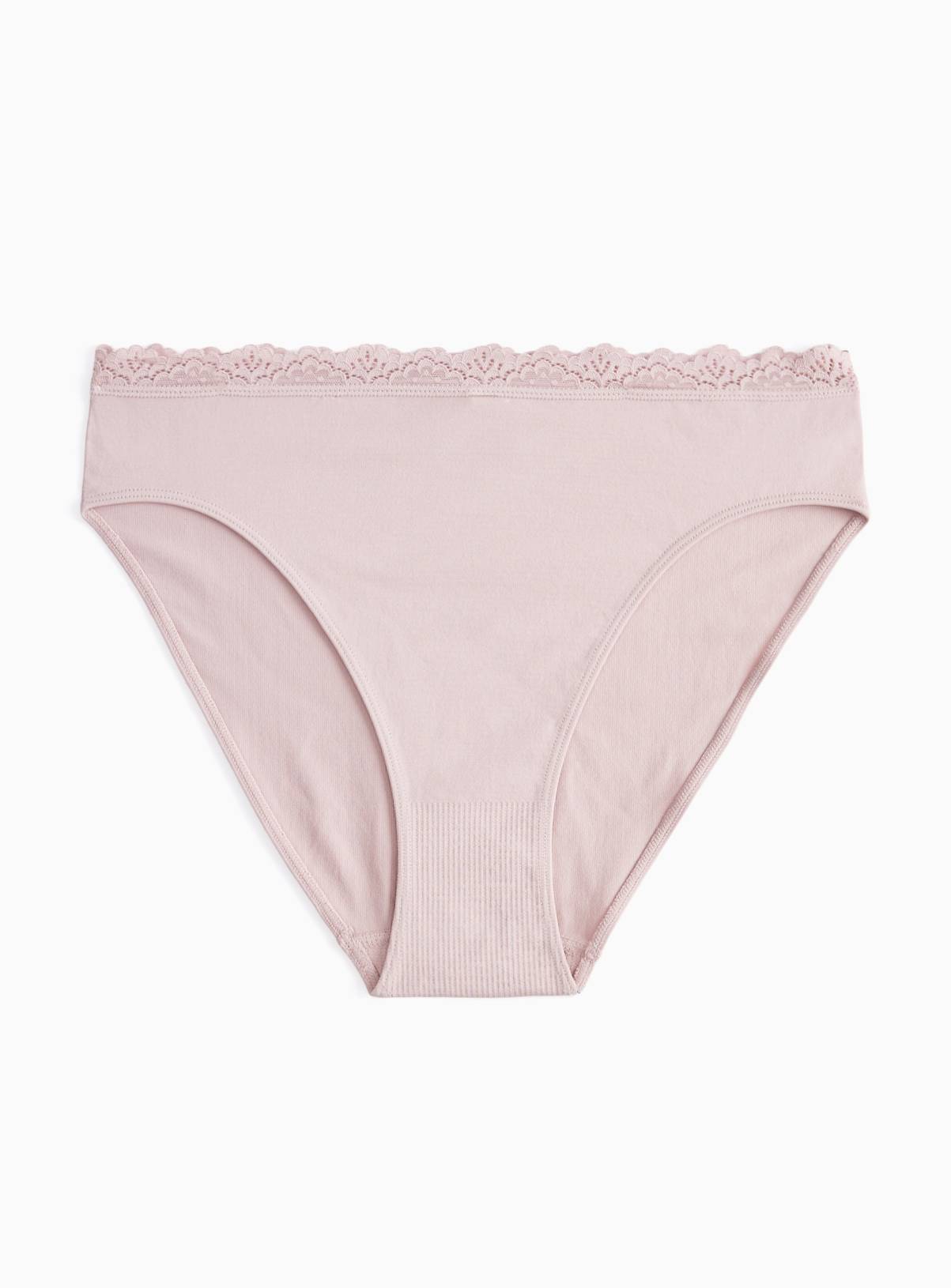 Brown Seamless Lace Trim High Leg Knickers S - Image 2