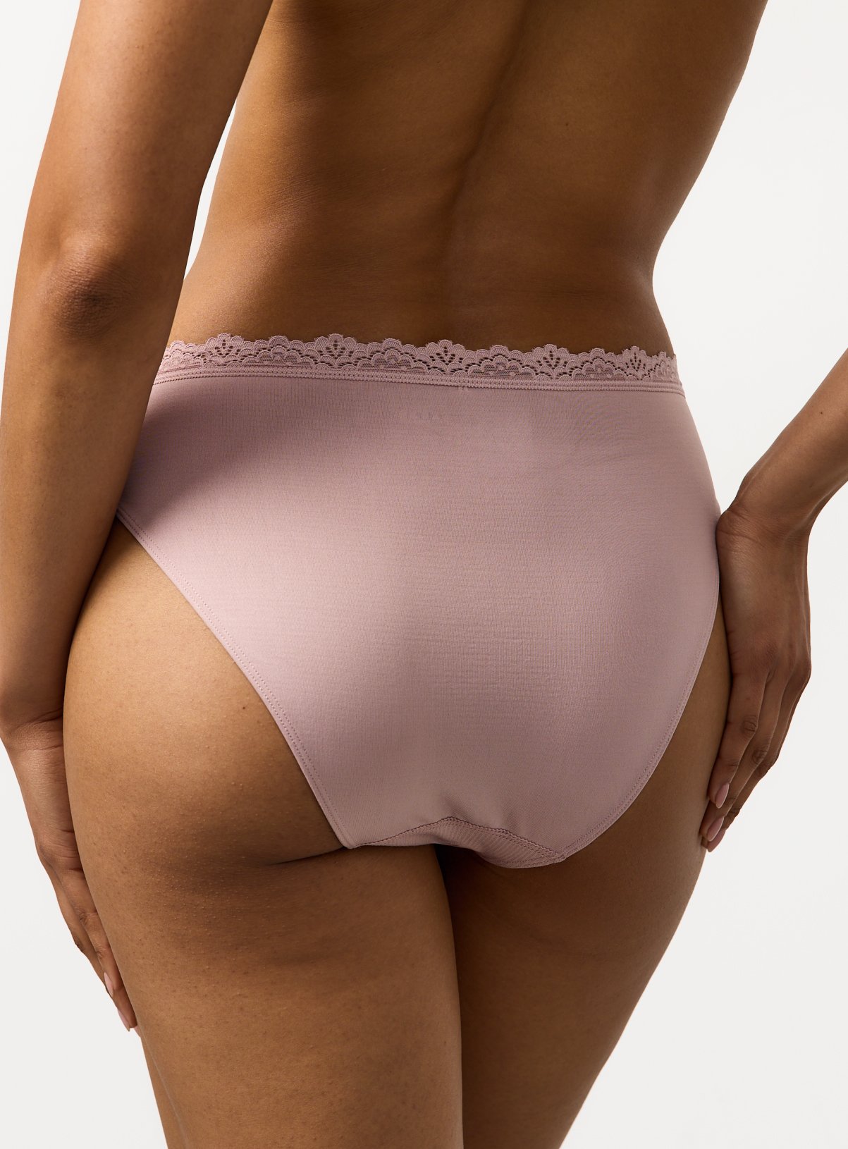 Brown Seamless Lace Trim High Leg Knickers S - Image 4 thumbnail