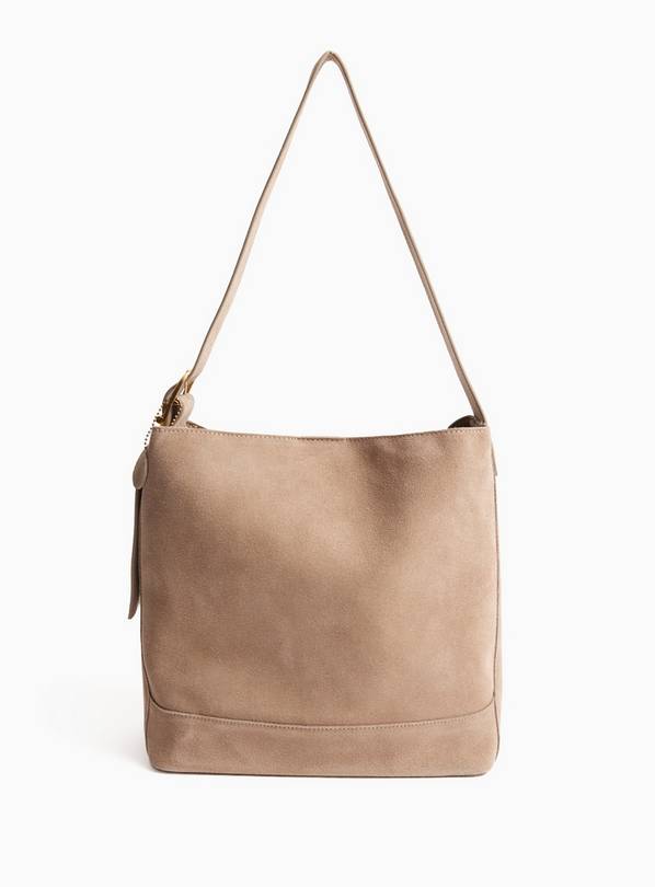 Neutral Suede Bucket Bag One Size