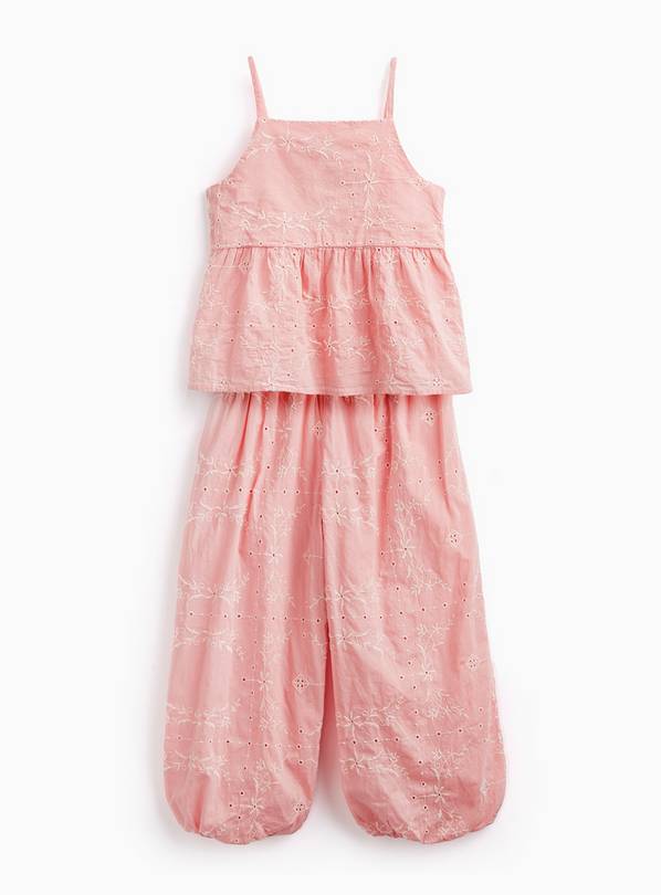 Pink Broderie Detail Top & Trousers Set 6 years