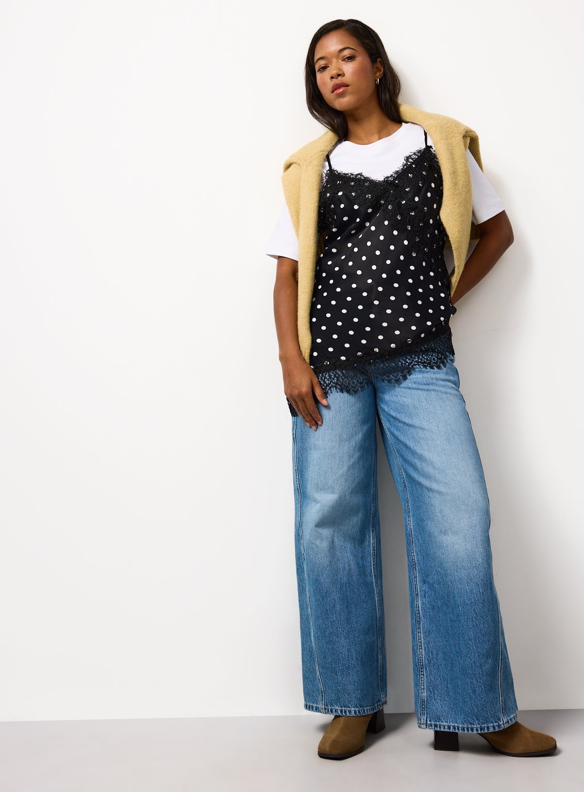 Mono Spotted Lace Satin Camisole Top 8 - Image 2 thumbnail