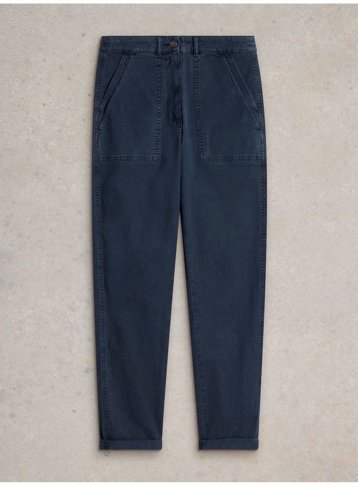 WHITE STUFF Twister Chino Trouser With Linen Navy 12 - Image 5