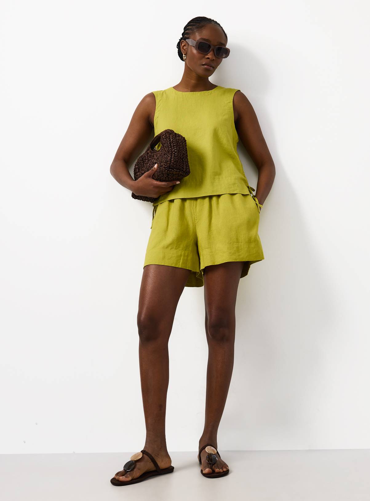 Lime Linen Rich Side Tie Shell Top 10 - Image 2