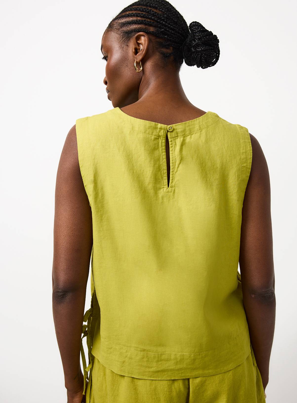 Lime Linen Rich Side Tie Shell Top 10 - Image 4