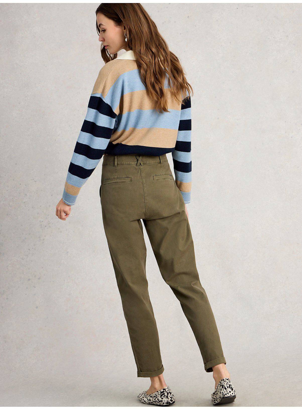 WHITE STUFF Twister Chino Trouser With Linen Khaki 14 - Image 3