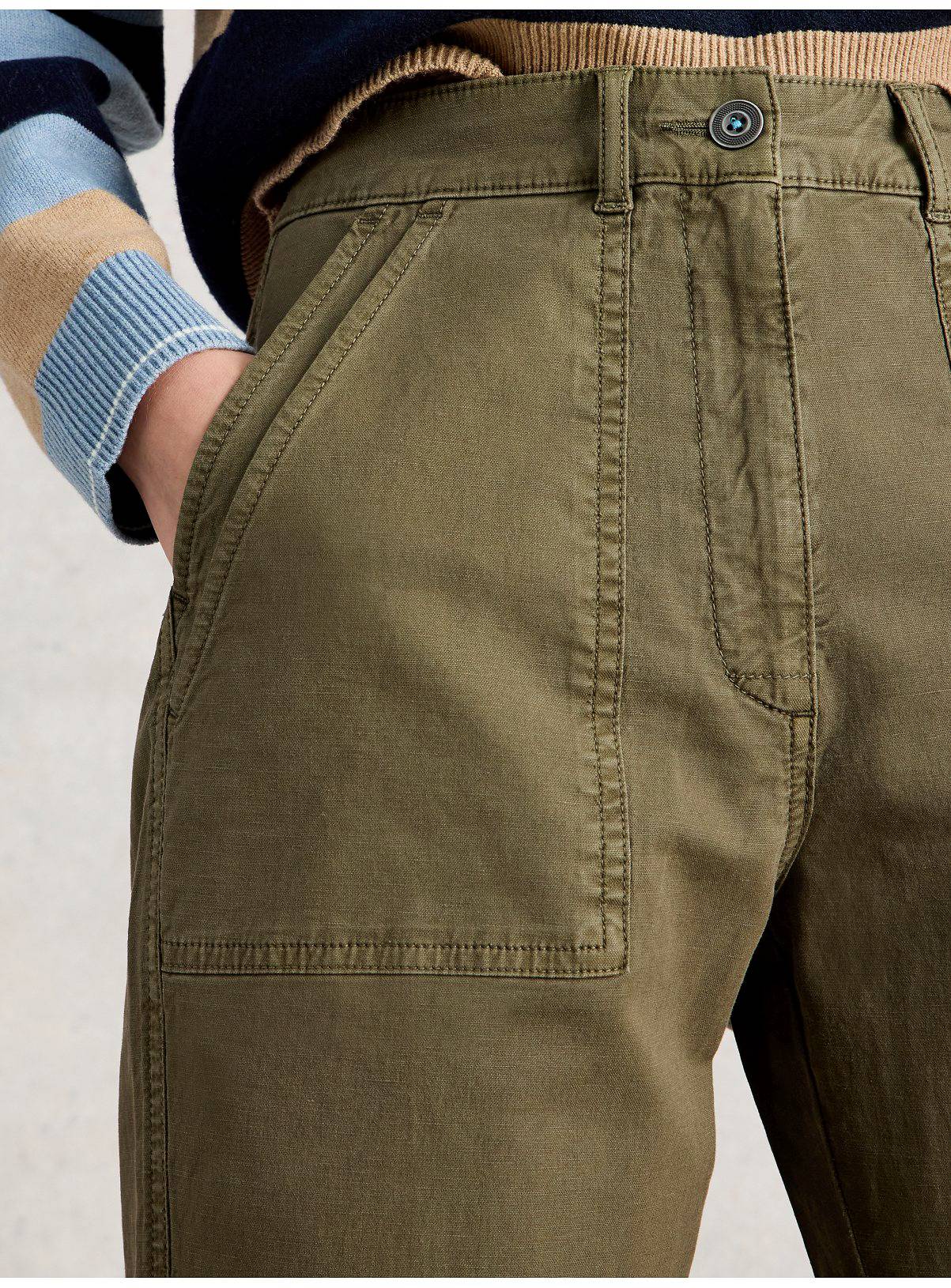 WHITE STUFF Twister Chino Trouser With Linen Khaki 14 - Image 4